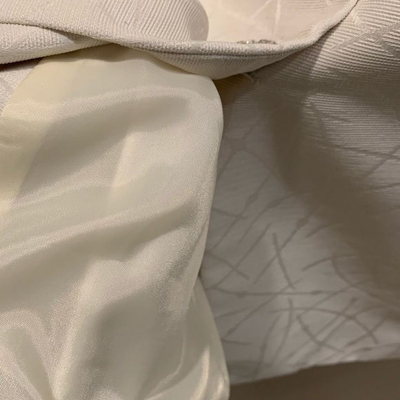 Vintage Mary McFadden Ivory Textured Blazer Rhinestone Buttons Sz 12 - Picture 5 of 11